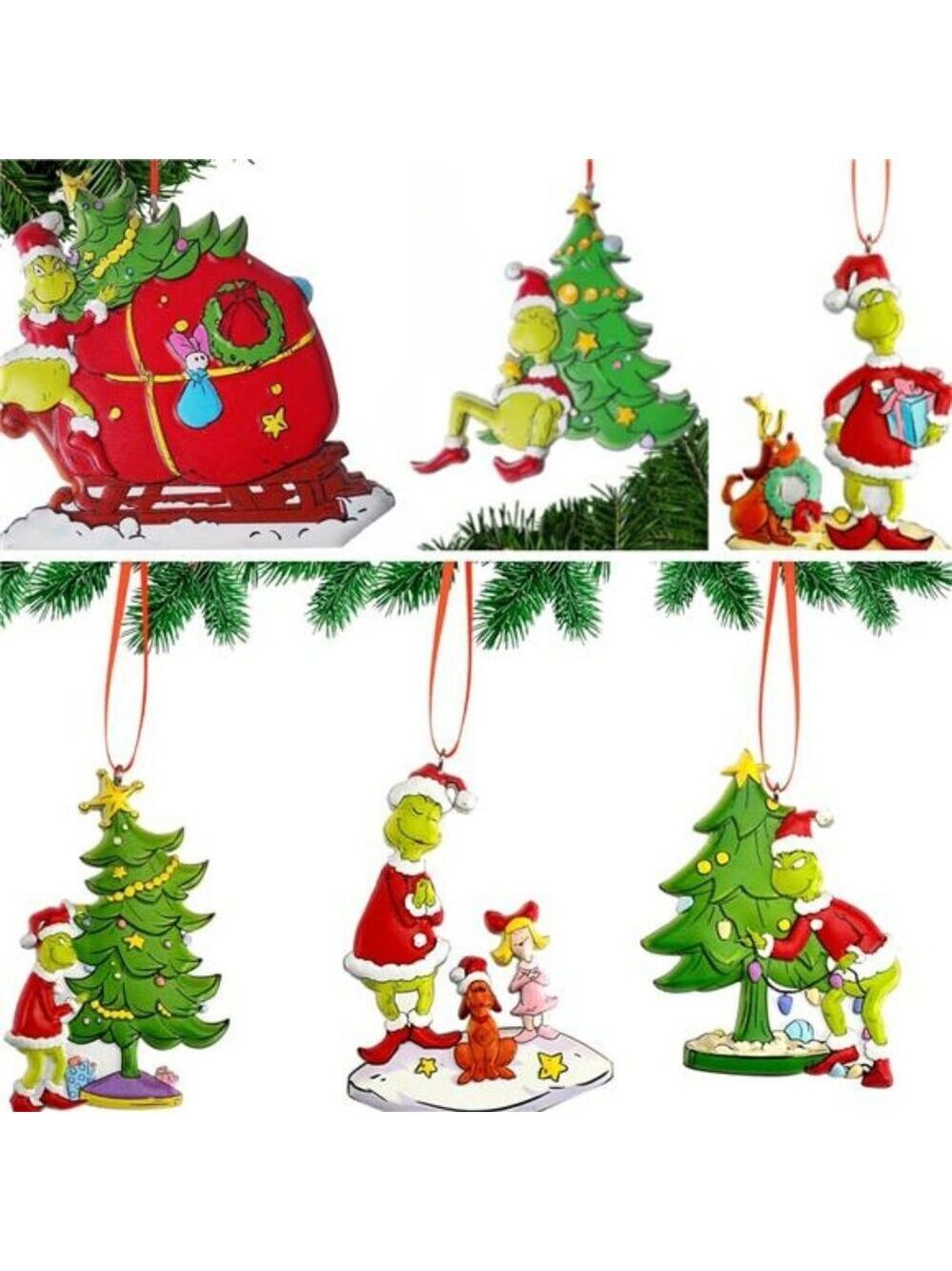 Funny Green Monster Christmas Tree Ornaments Resin Hanging Holiday Decorations